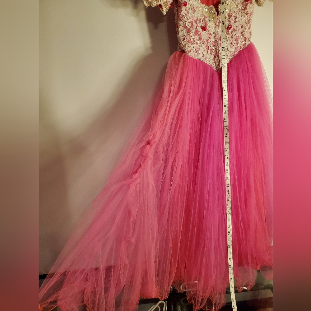 Vintage Girl Lace Rhinestone and Tulle Gown - Picture 10 of 14